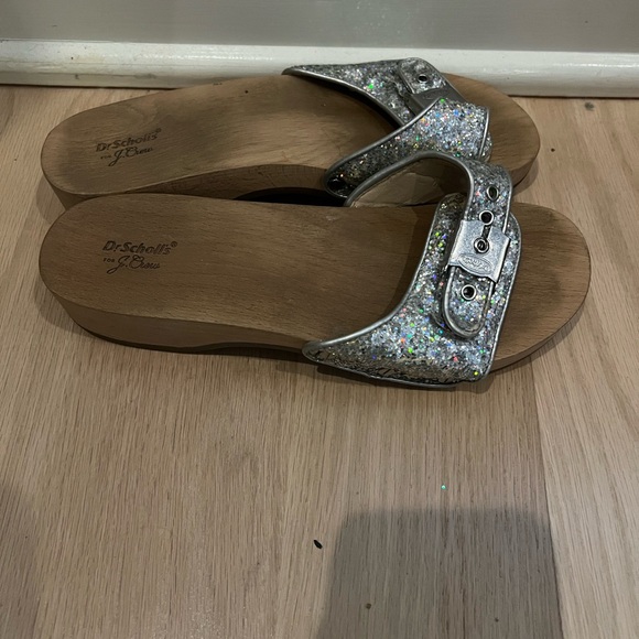 Dr. Scholl's For J. Crew Woman’s Silver Sparkle Sandals Limited Edition Size 6 - Picture 5 of 10